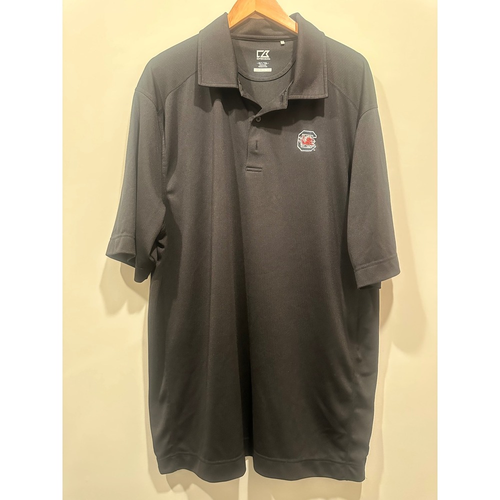 Cutter & Buck Mens South Carolina Gamecocks Polo Shirt Black XLT CB DryTec Golf